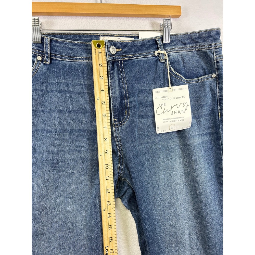 C Denim Est 1946 Curvy Jeans Womens 14 Blue New Studded Floral Raw Hem Mid Rise - Picture 8 of 10